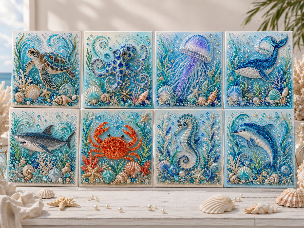 ๐ LAST DAY 49% OFF โ Premium 3D Pearl Ocean Wall Art Kit | Luxury Ocean Theme Canvas with Scratch-Resistant Non-Fading Pearl Beads DIY Coastal Decor ๐โจ