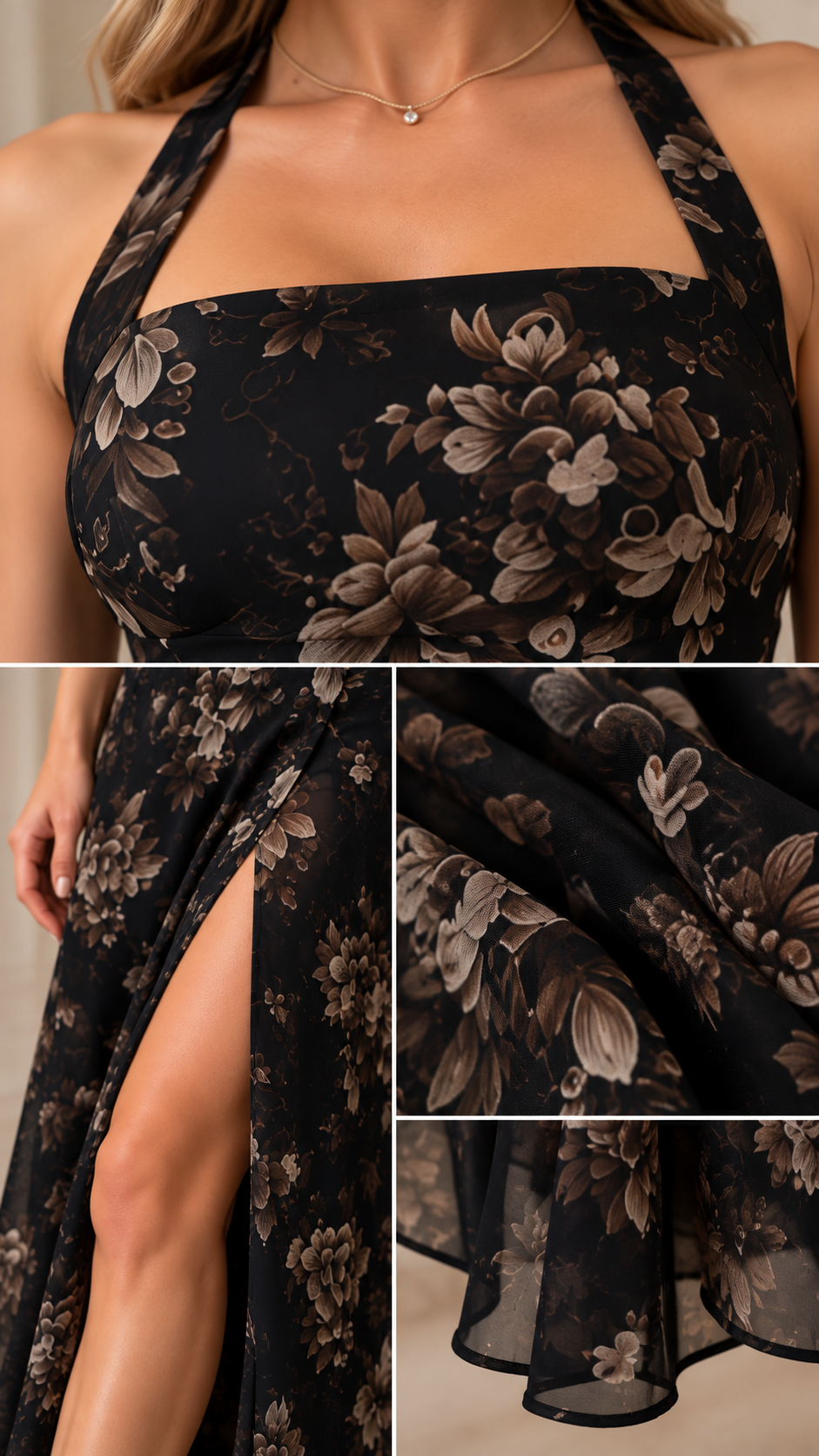 Noirelle Floral Halter Maxi Dress