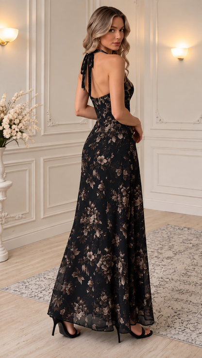 Noirelle Floral Halter Maxi Dress